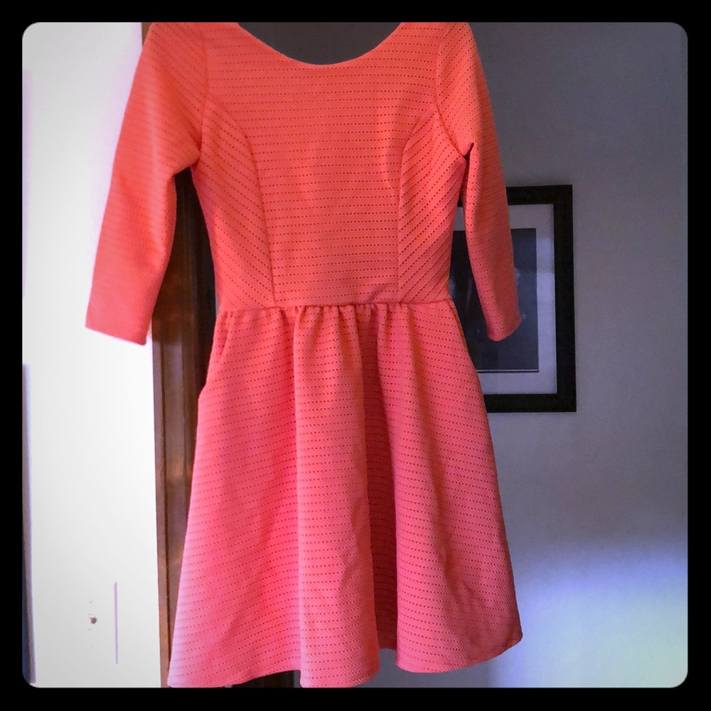Coral dress with pockets